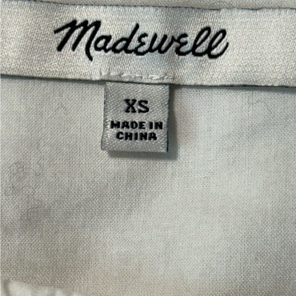 Madewell Women’s‎ Making Faces Bright White Tiered Blouson Dress Abstracts XS - Picture 12 of 14